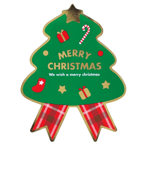 【クリスマス】　ゼットアンドケイ（Z＆K）　Hミニリボンシール／ツリー　XMS－1S　3枚入