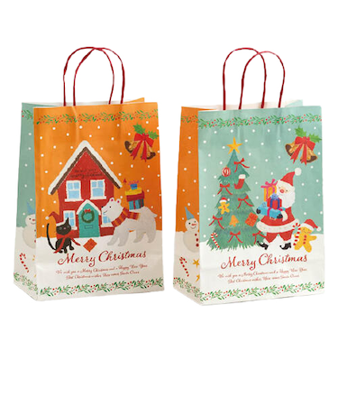 【クリスマス】　ゼットアンドケイ（Z＆K）　Hオイルパステルペーパーバッグ　220×310mm　XOP－1P　2枚入