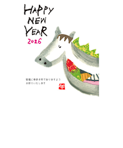 【年賀用品】　ハンズセレクション　2026年午年年賀状　PBH－077　3枚入り