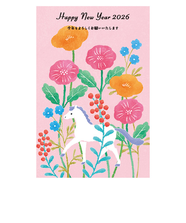 【年賀用品】　ハンズセレクション　2026年午年年賀状　PBH－081　3枚入り