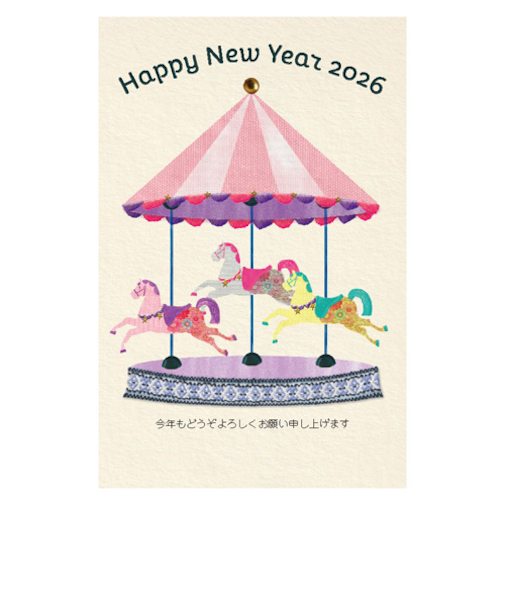 【年賀用品】　ハンズセレクション　2026年午年年賀状　PBH－030　3枚入り