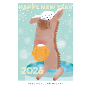 【年賀用品】　ハンズセレクション　2026年午年年賀状　PBH－074　3枚入り