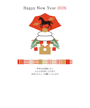 【年賀用品】　ハンズセレクション　2026年午年年賀状　PBH－096　3枚入り