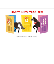 【年賀用品】　ハンズセレクション　2026年午年年賀状　PBH－035　3枚入り