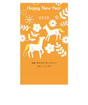 【年賀用品】　ハンズセレクション　2026年午年年賀状　PBH－034　3枚入り
