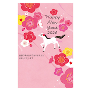 【年賀用品】　ハンズセレクション　2026年午年年賀状　PBH－025　3枚入り
