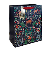 【クリスマス】　クレールフォンテーヌ（Clairefontaine）　ペーパーバッグ　ブルーフォレスト　M