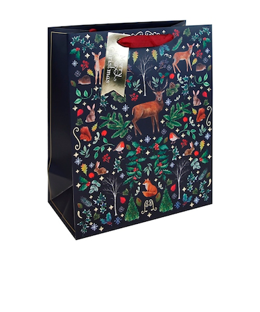 【クリスマス】　クレールフォンテーヌ（Clairefontaine）　ペーパーバッグ　ブルーフォレスト　M