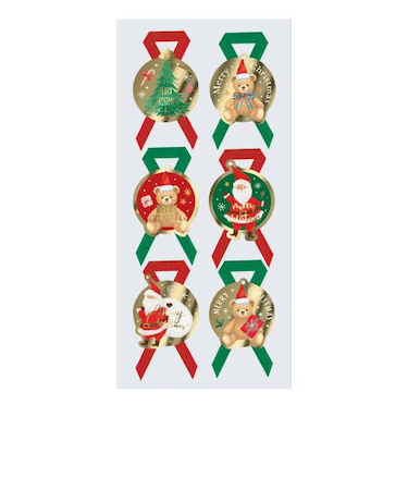 【クリスマス】　包む　シール　リボン　クリスマスエトワール　CW028　6枚入