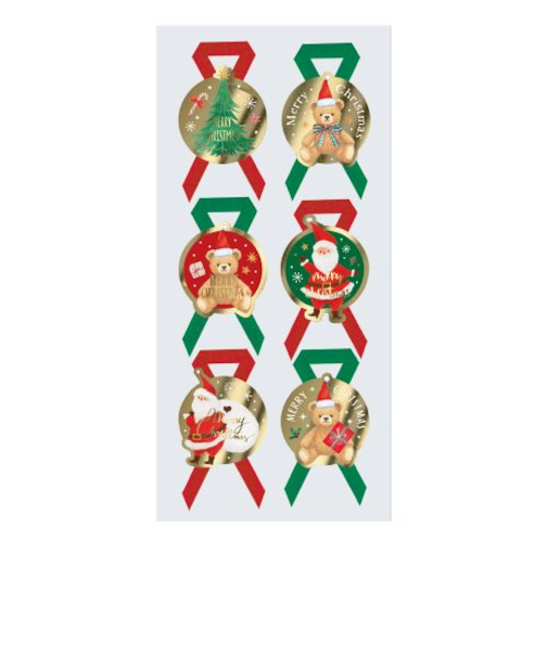 【クリスマス】　包む　シール　リボン　クリスマスエトワール　CW028　6枚入