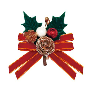 【クリスマス】　包む　リボンオーナメント　グリッターレッド　CO024
