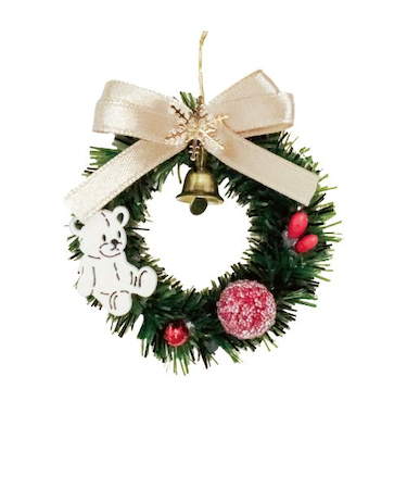 【クリスマス】　包む　オーナメント　Xmasリース　テディベア　CO027　1個入