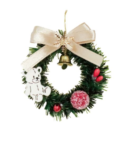 【クリスマス】　包む　オーナメント　Xmasリース　テディベア　CO027　1個入
