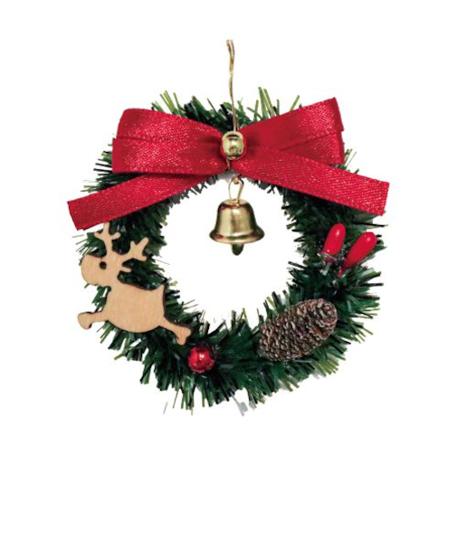 【クリスマス】　包む　オーナメント　Xmasリース　トナカイ　CO026　1個入