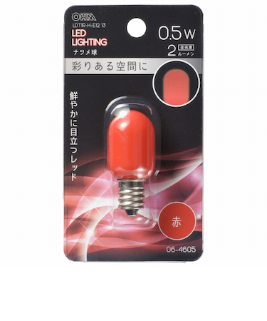 オーム電機（OHM）　LEDナツメ球装飾用　T20/E12/0.5W/2lm/赤色　　　　LDT1R-H-E12　13