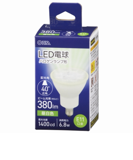 オーム電機（OHM）　LED電球ハロゲンランプ形　E11広角タイプ　6.8W　昼白色　LDR7N-W-E11　5