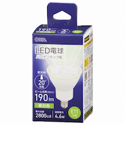 オーム電機（OHM）　LED電球ハロゲンランプ形　E11中角タイプ　4.6W　昼白色　LDR5N-M-E11　5