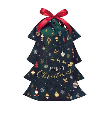 【クリスマス】　包む　巾着バッグ　グリッターツリー400　CD081　1枚入