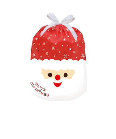 【クリスマス】　包む　巾着バッグ　サンタフェイス350　CD072　1枚入