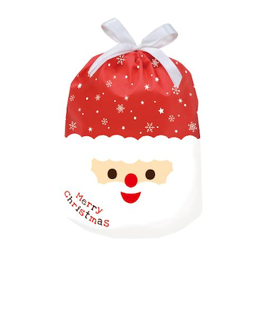 【クリスマス】　包む　巾着バッグ　サンタフェイス450　CD071　1枚入