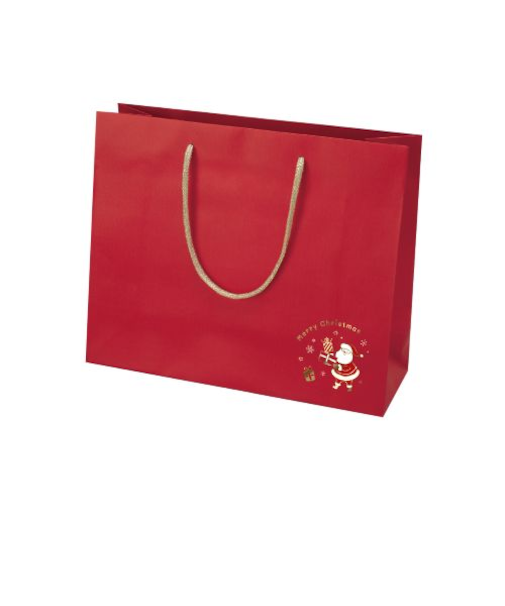【クリスマス】　包む　手提げ紙袋　るんるんサンタ　340　CG036　レッド　1枚入
