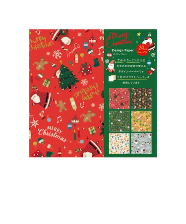 【クリスマス】　包む　デザインペーパー　ジョイフルホリデー　CE001　24枚入