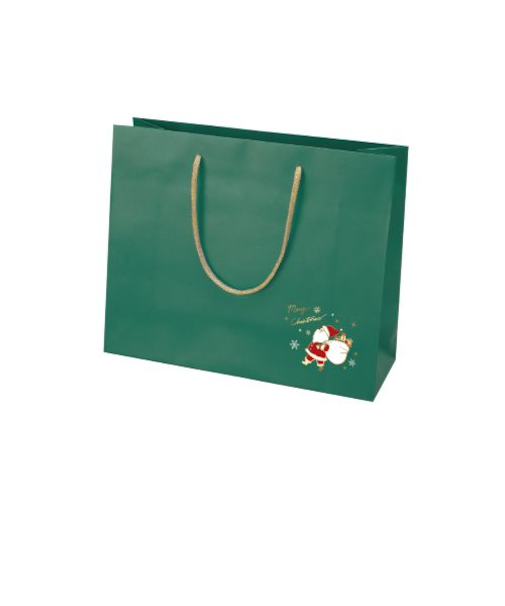 【クリスマス】　包む　手提げ紙袋　トコトコサンタ　260　CG037　グリーン　1枚入