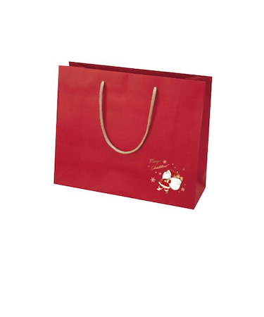【クリスマス】　包む　手提げ紙袋　トコトコサンタ　260　CG036　レッド　1枚入