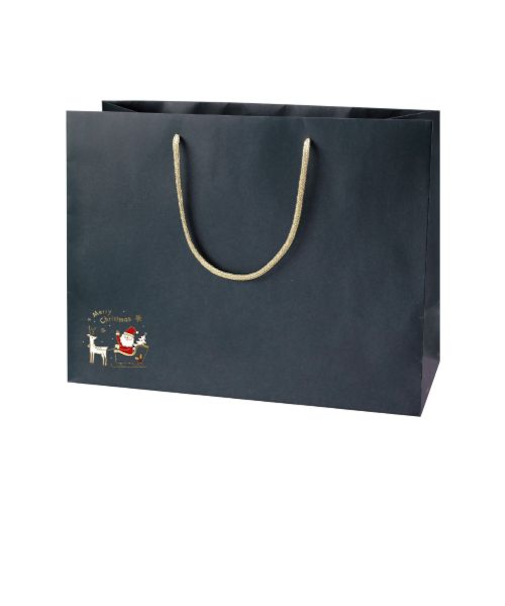 【クリスマス】　包む　手提げ紙袋　ソリサンタ　420　CG034　ネイビー　1枚入