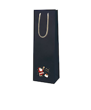 【クリスマス】 包む 手提げ紙袋 プレゼントサンタ ボトルサイズ CG033 ネイビー 1枚入