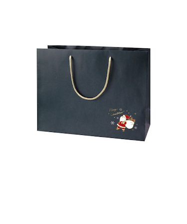 【クリスマス】　包む　手提げ紙袋　トコトコサンタ　260　CG038　ネイビー　1枚入
