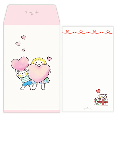 ホールマーク（Hallmark）　ダイカットメモ　仲良しともだち　はるちゃんとふうくん　ハート