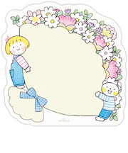 ホールマーク（Hallmark）　ダイカットメモパッド　仲良しともだち　はるちゃんとふうくん　お花