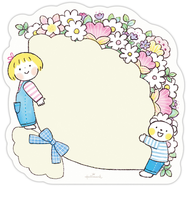 ホールマーク（Hallmark）　ダイカットメモパッド　仲良しともだち　はるちゃんとふうくん　お花