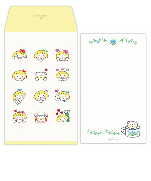 ホールマーク（Hallmark）　ダイカットメモ　仲良しともだち　はるちゃんとふうくん　いろんな顔