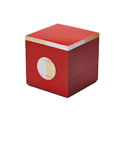 【正月用品】 北市漆器店 重箱(JUBAKO) 日月5.0三段重 KT2241A 朱