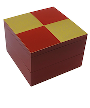 【正月用品】 北市漆器店 重箱(JUBAKO) 市松GOLD6.5二段オードブル重 中子付 KZ2982A 朱