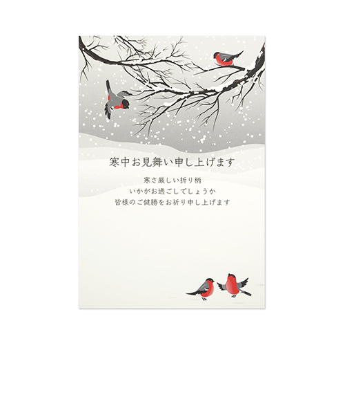 フロンティア 寒中はがき KPC－069 木枯らしと4羽の鳥 3枚入｜ハンズの