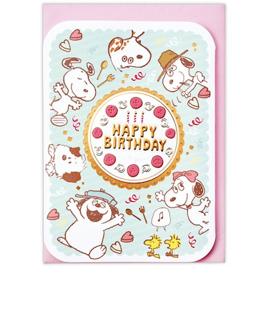 ホールマーク（Hallmark）　グリーティングカード　誕生お祝い　立体　スヌーピー　843991　ケーキを囲んで