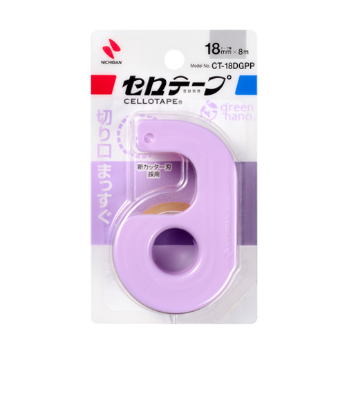 ニチバン　セロテープ（R）　小巻カッターつき　まっすぐ切れるタイプ　CT-18DGPP　パウダーパープル