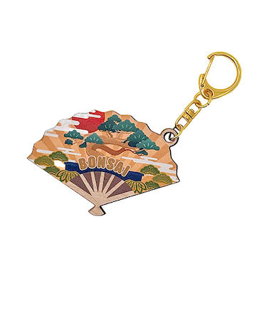 【正月用品】OMIYAGE　おみくじ付き木製キーホルダ　005　盆栽