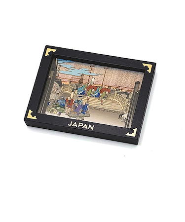 【正月用品】OMIYAGE　木製額縁マグネット　004　日本橋朝之景