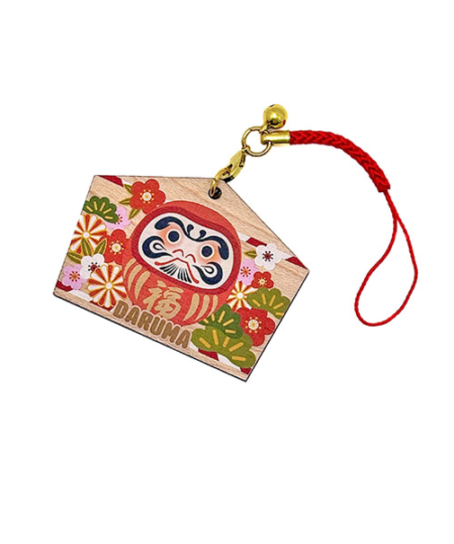 【正月用品】OMIYAGE　おみくじ付木製キーホルダ　013　ダルマ