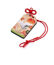 【正月用品】OMIYAGE　おみくじ付き木製キーホルダ　011　鶴