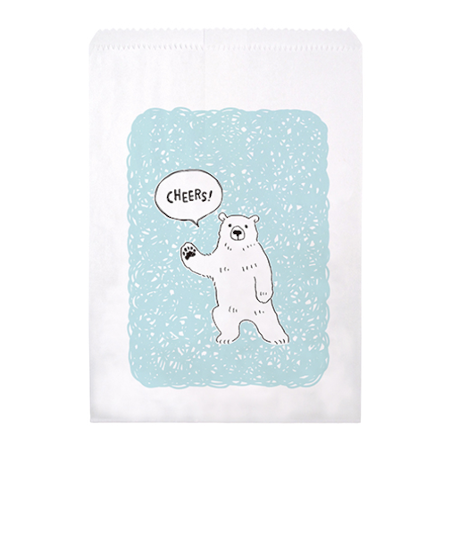 インディゴ　フラットバッグM　ゆるくま　PP457　ライトブルー／ホワイト