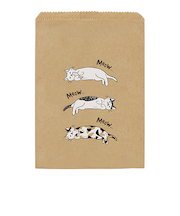 インディゴ　フラットバッグM　ゆるねこ　PP456　ホワイト／クラフト