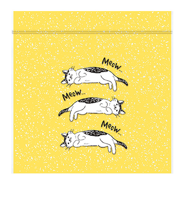 インディゴ　ジッパーバッグS　ゆるねこ　PP375　イエロー