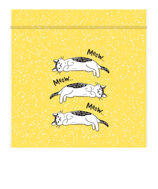 インディゴ　ジッパーバッグS　ゆるねこ　PP375　イエロー