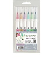 呉竹 ZIG クリーンカラードット シングル 6色セット TCSD-6100/6VB マイルドスモーキーカラー