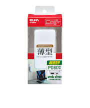 エルパ（ELPA）　USB充電器　PD　60W　薄型ACアダプター　UC－26（W）　ホワイト